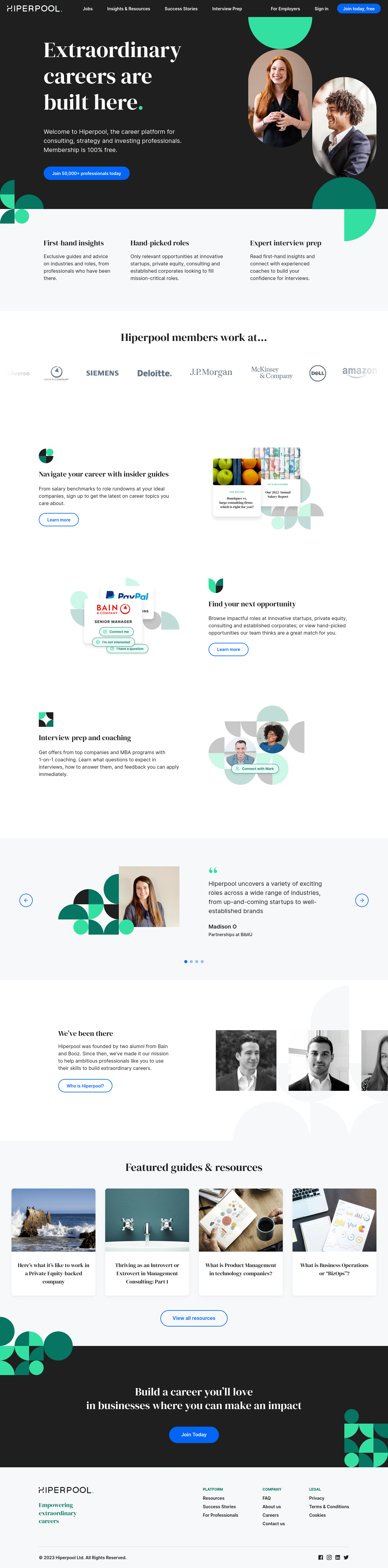 Screenshot of the Hiperpool website