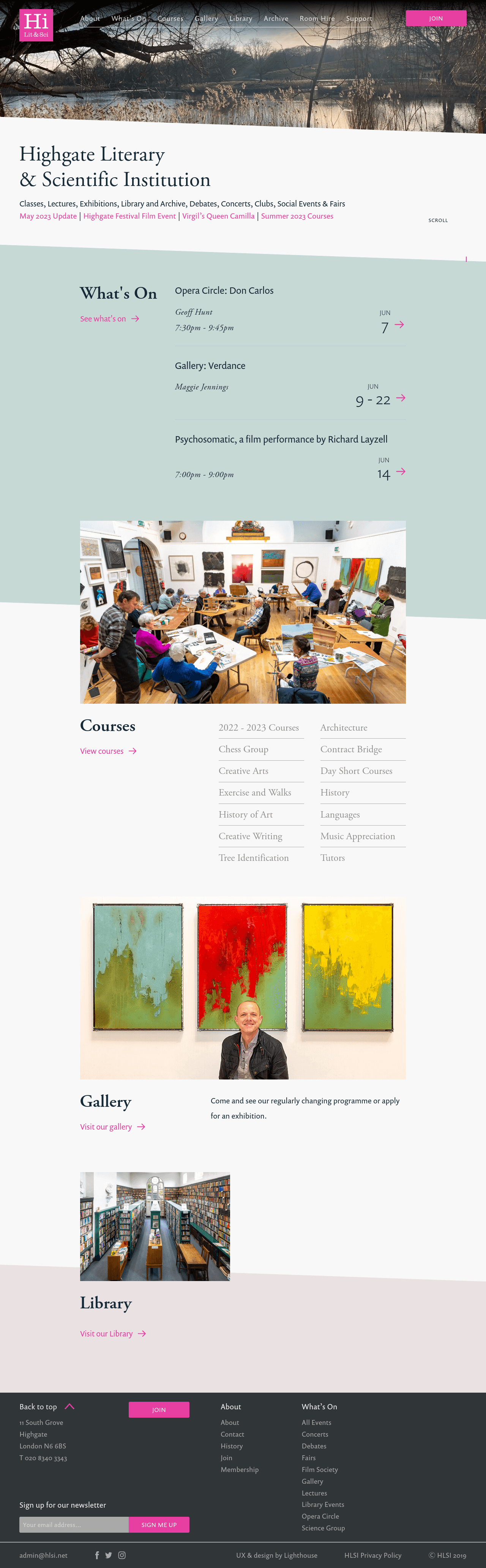 Screenshot of the HLSI website