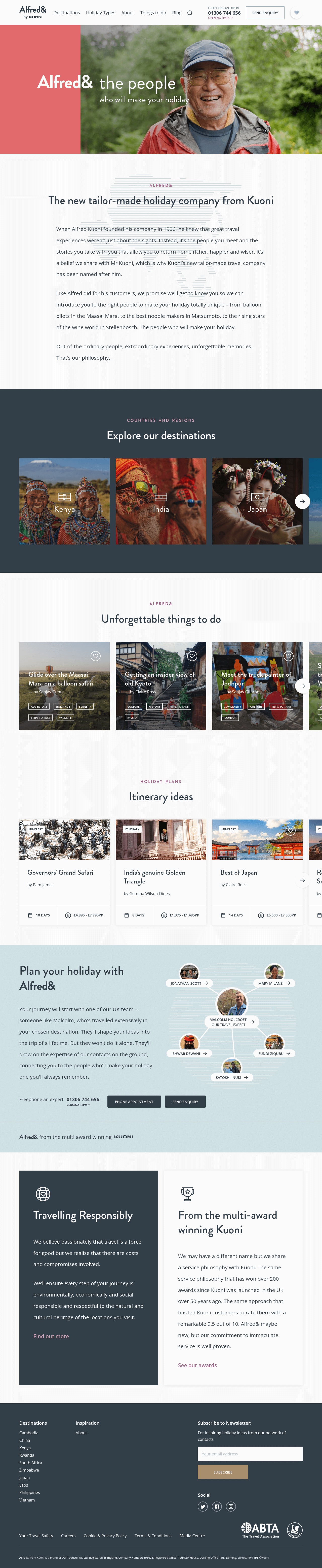 Screenshot of the Alfred& website